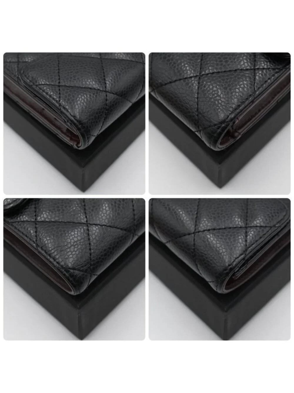 Chanel Quilted CC Logo Trifold Wallet Compact Classic Black